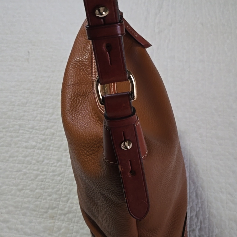 Dooney & Bourke Cognac Pebble Leather Hobo Bag Great Everyday Bag Roomy - Picture 7 of 13